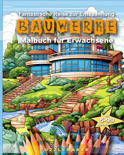 Fantastische Reise zur Entspannung - Bauwerke Malbuch für Erwachsene: Prächtige Bauten, historische Gebäude, malerische Häuser und viele Details. Entsprungen aus der Fantasie. Ausmalen und Entspannen